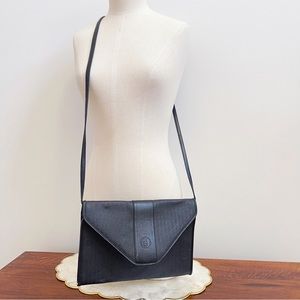 Vintage Fendi Black Leather Crossbody Bag